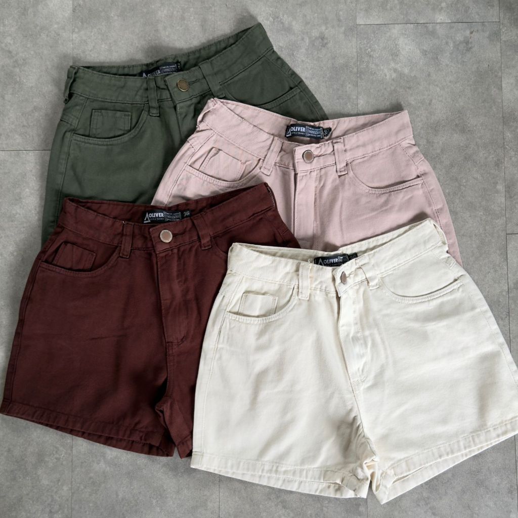 KIT 2 Short jeans feminino cintura alta bermuda jeans feminina short MOM feminino jeans colorido em Oferta na Shopee
