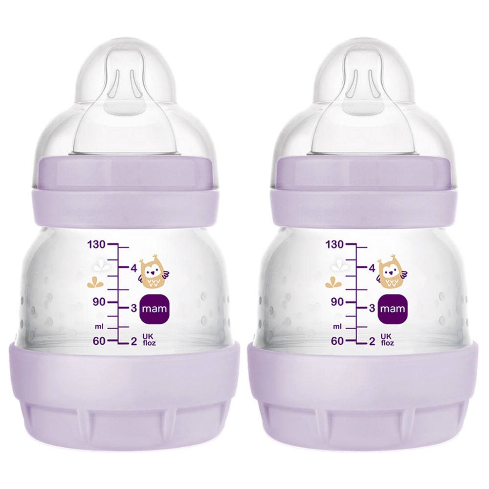 Kit C/ 2un Mamadeiras Start Lilás 130ml - MAM em Oferta na Shopee