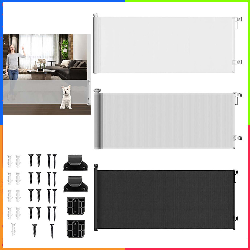 Cerca de porta retrátil de 3m Cerca de porta Anti-animal de estimação Cerca de porta de cozinha Instalação conveniente C