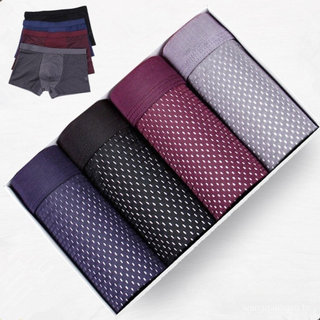 Kit 4 Cuecas Boxer Masculinas Malha Oca Cintura Média Tamanho Grande Modal Bambu Respirável