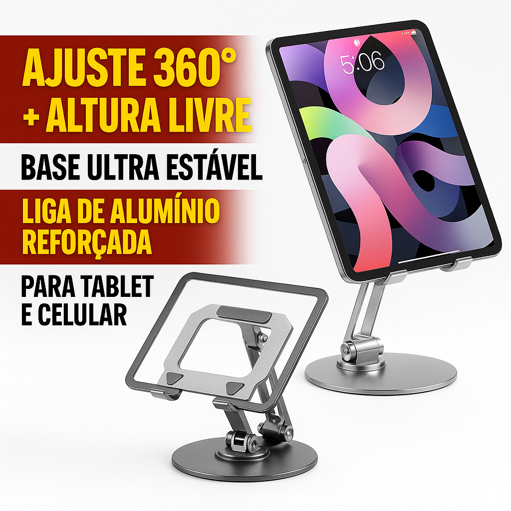 Suporte Metálico 360° para Celular e Tablet – Reforçado, Ajustável e Premium em Alumínio em Oferta na Shopee