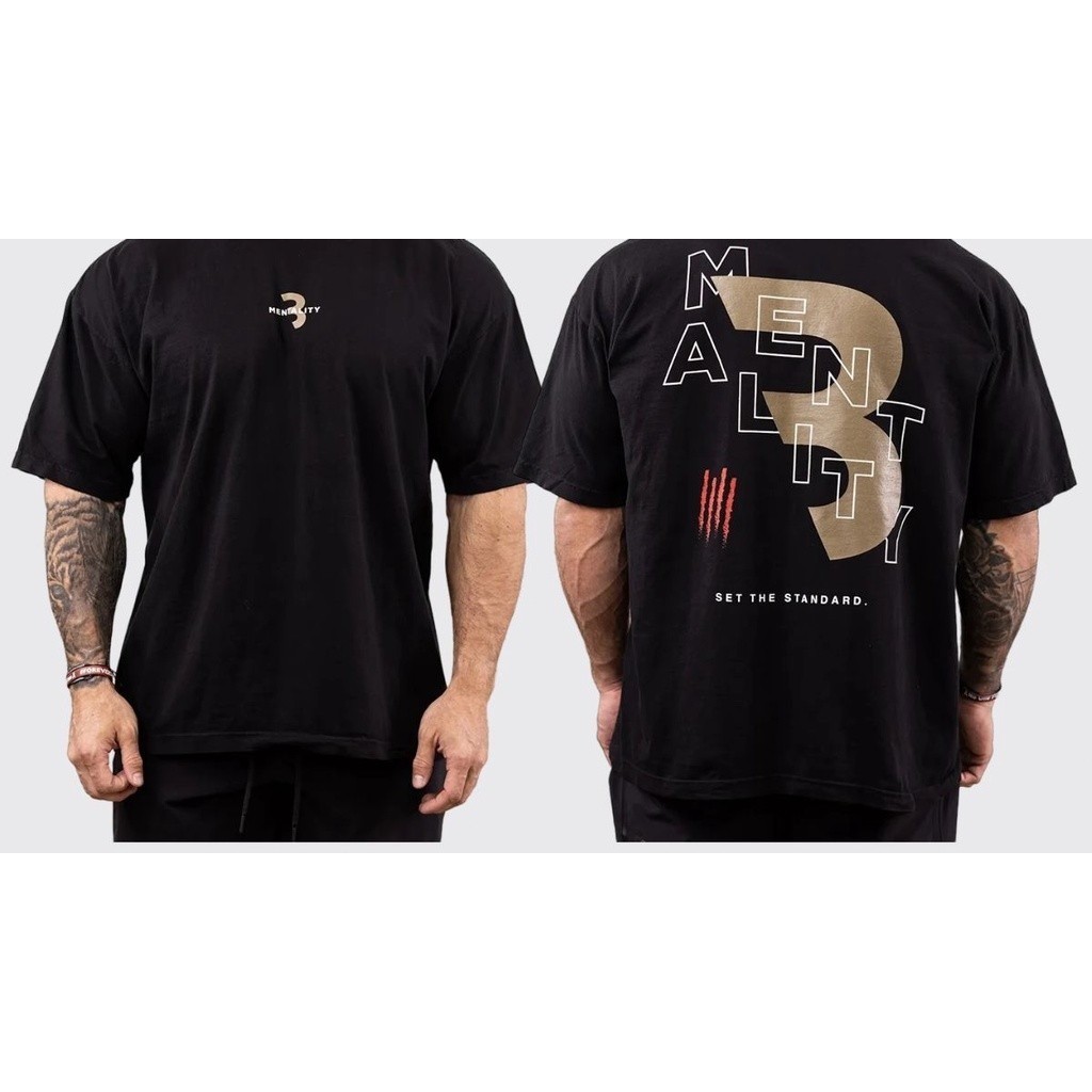 Camiseta Premium em Algodão Puro Camiseta Bum Mentality Larga Musculação Academia  Bodybuilder Oversized Treino Pre