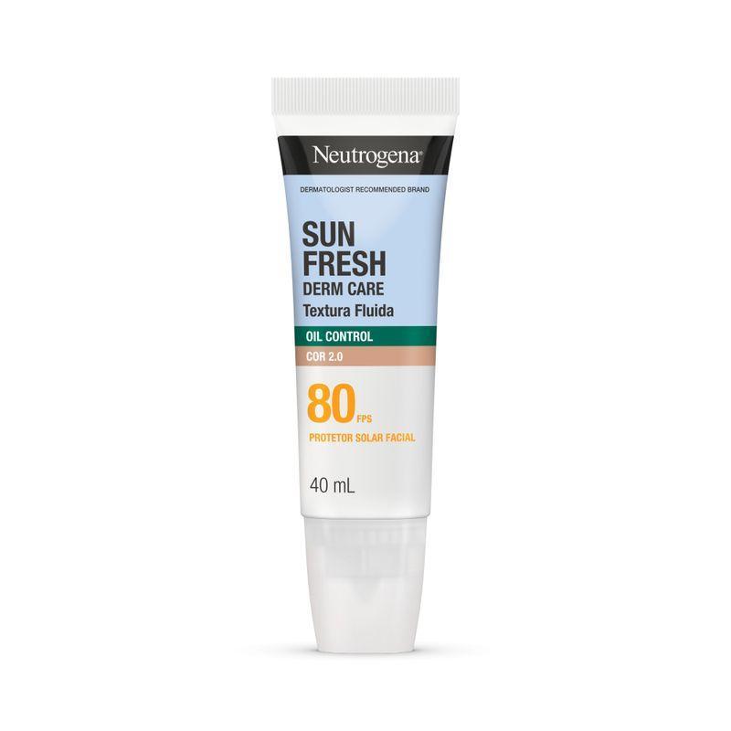 Protetor Solar Facial Neutrogena Sun Fresh Derm Care Oil Control Textura Fluida FPS80 Cor 2.0 40ml em Oferta na Shopee