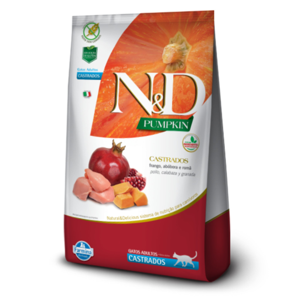 Ração N&D Pumpkin para Gatos Adultos Castrados Frango, Abóbora e Romã 1,5kg
