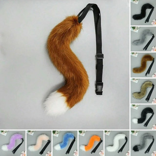 55CM Pele Sintética Gato Cauda Anime Cosplay Traje Adereços Peludo Raposa Lobo Cão Fursuit De Pelúcia