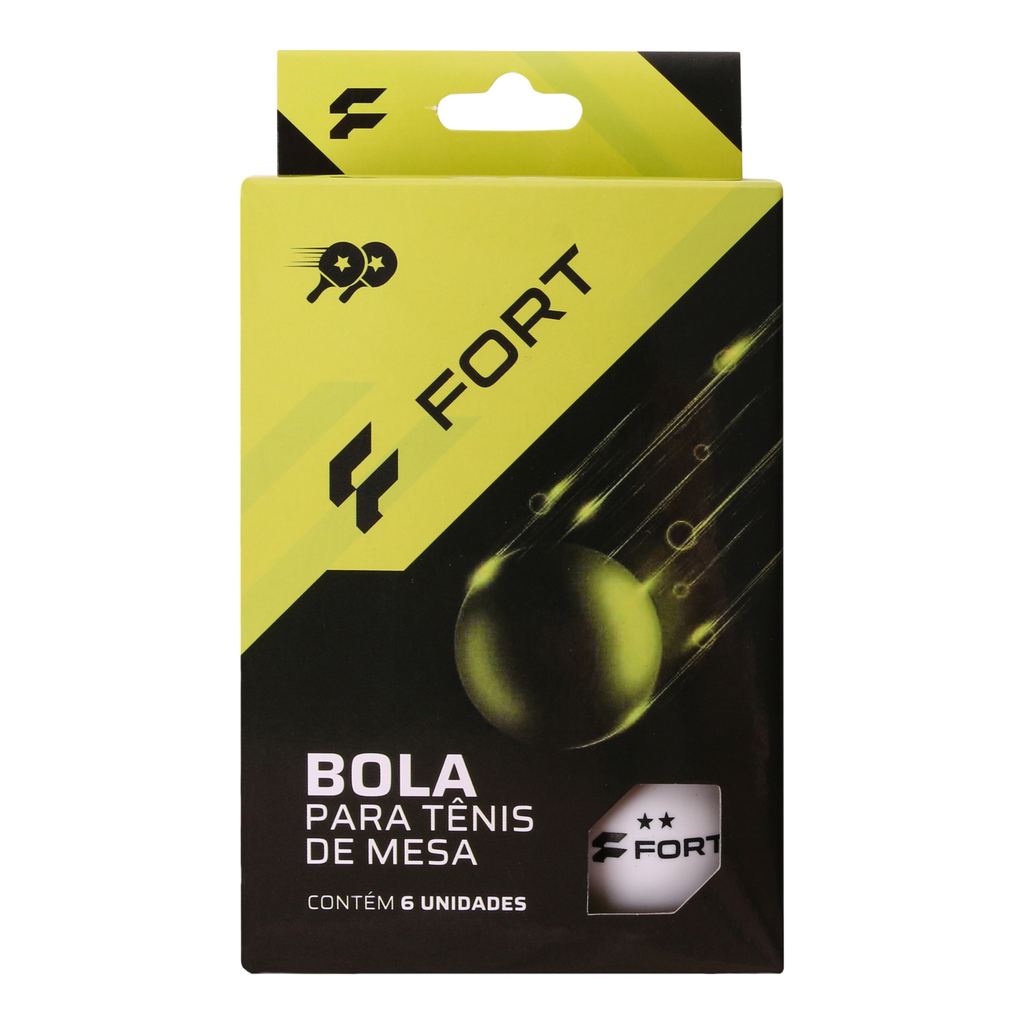 Bola Tênis de Mesa Fort com 6 bolas (2 estrelas branca)