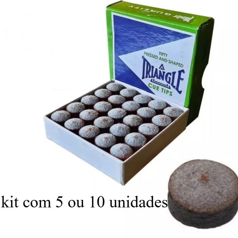 Kit 5 ou 10 Solas ponteiras de taco Triangle original 10, 11, 12 ou 13 mm de sinuca, snooker