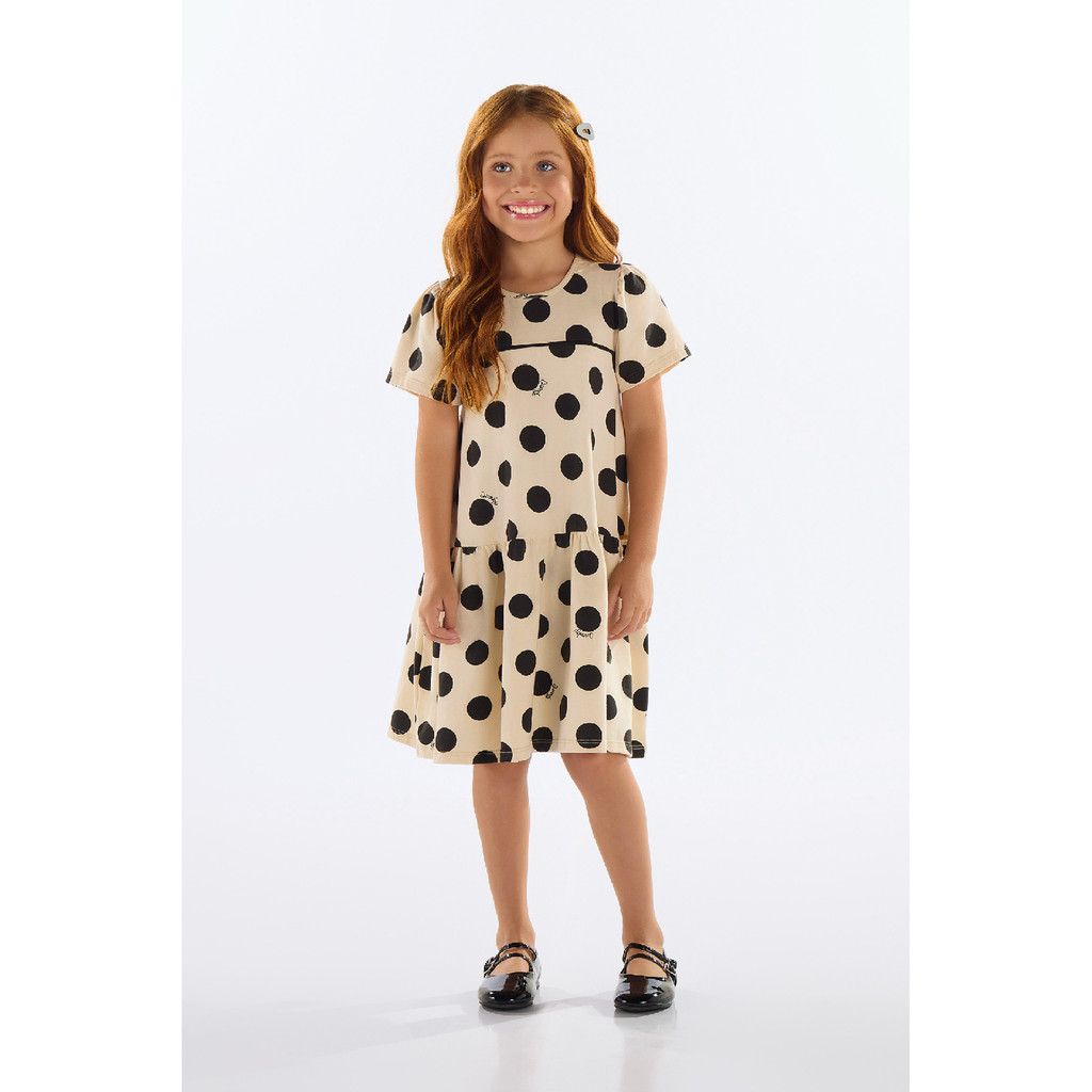 Vestido de Bolinhas Infantil Quimby em Oferta na Shopee