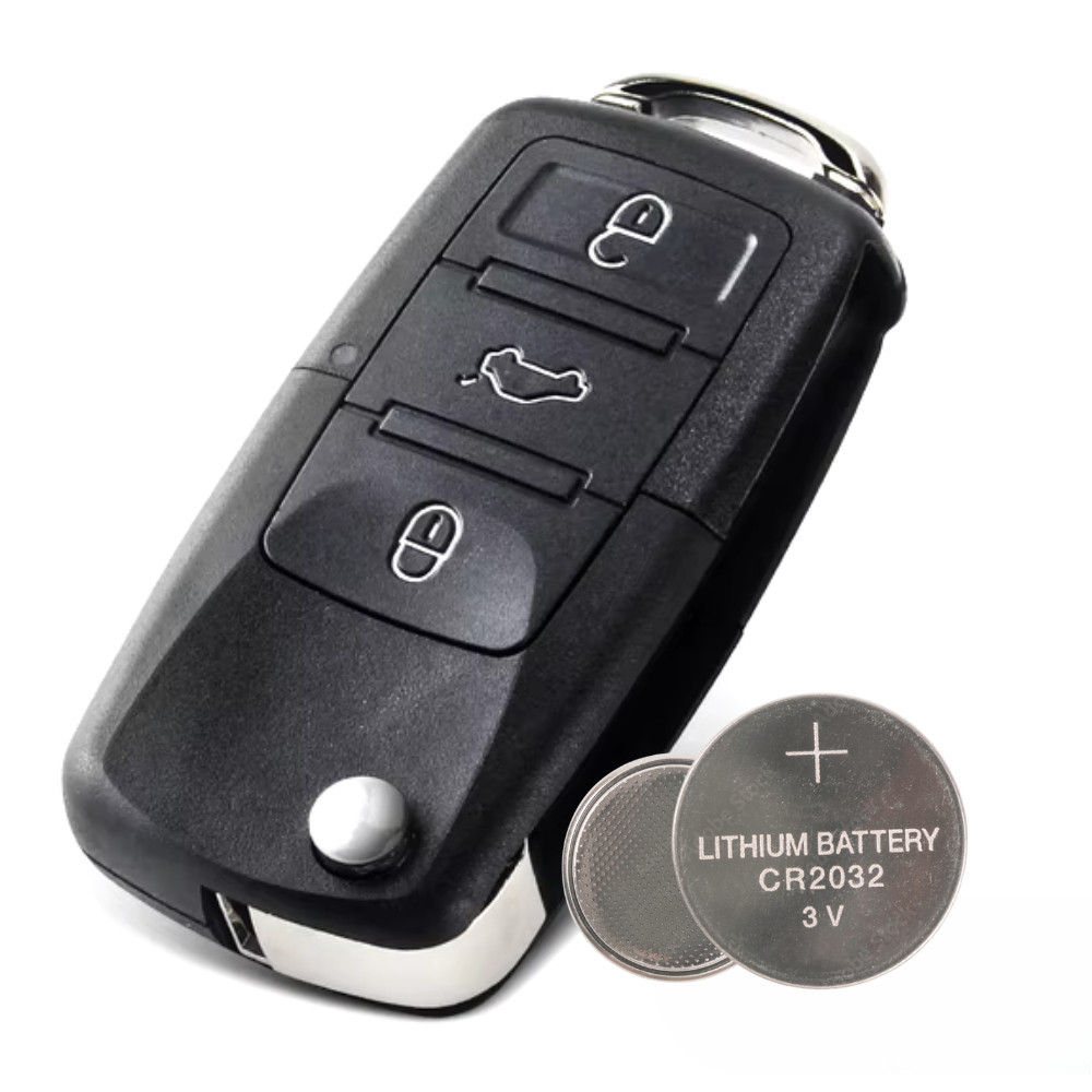 Capa Carcaça Chave Canivete Volkswagen Gol G5 Fox Bora Jetta Saveiro 3 Botões Com Lâmina Pantográfica e Led No Meio
