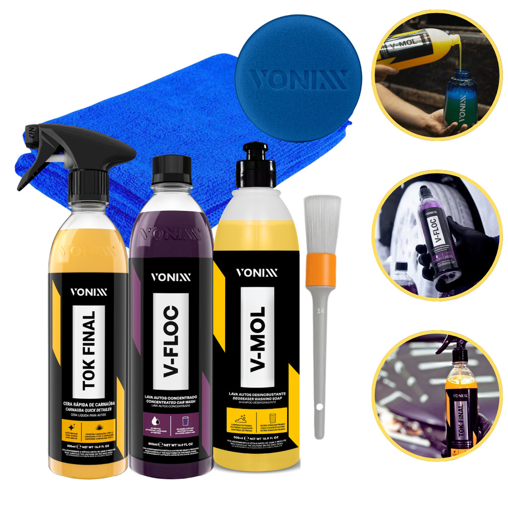 Kit Tok Final V-Floc V-Mol Shampoo Automotivo Desincrustante Vonixx em Oferta na Shopee