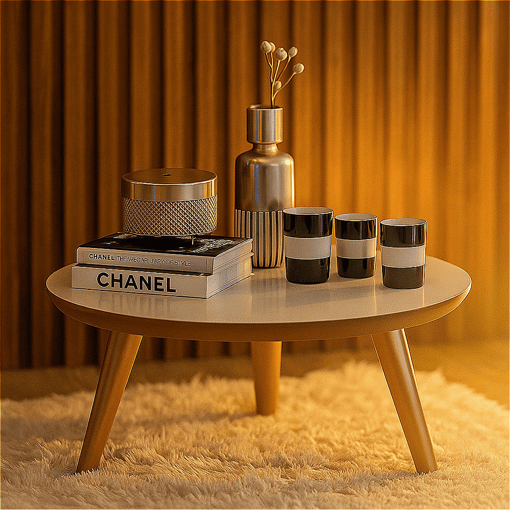 Mesinha De Centro Sala Redonda Com Pés PVC Caramelo Tripé Retro Decoração Moderna em Oferta na Shopee