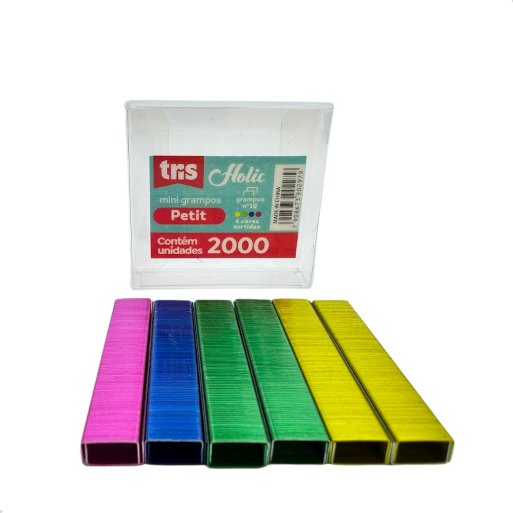 Grampo Para Grampeador de Papel Pequeno Colorido Tris Holic N° 10