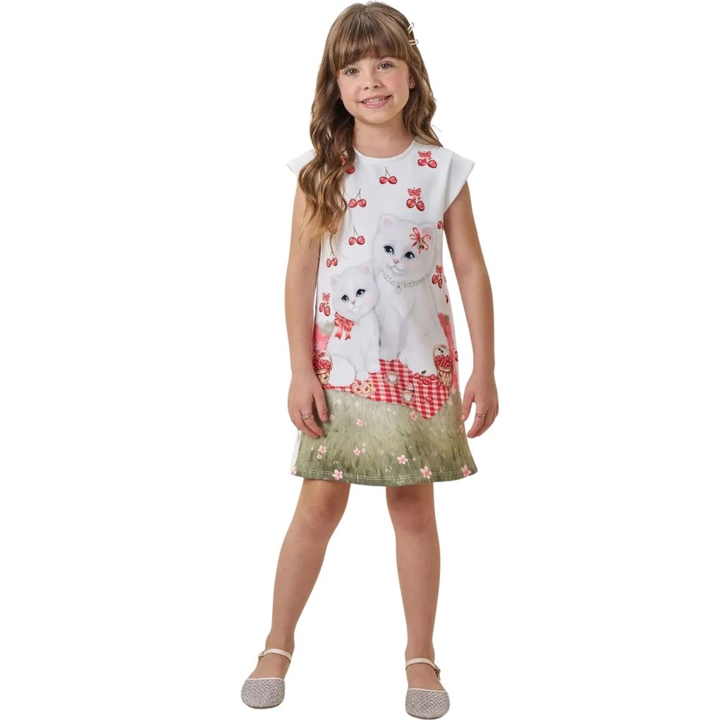 Vestido em Fly Tech Cereja - Infanti