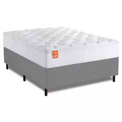 Cama Box Colchão Casal King Molas Ensacadas Real 193x203x65cm Branco / Cinza Inducol
