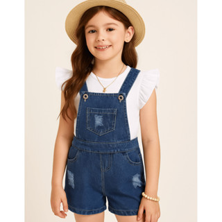 Jardineira Jeans Menina Short Bermuda Infantil Curta 2 ao 8 - PB em Oferta na Shopee