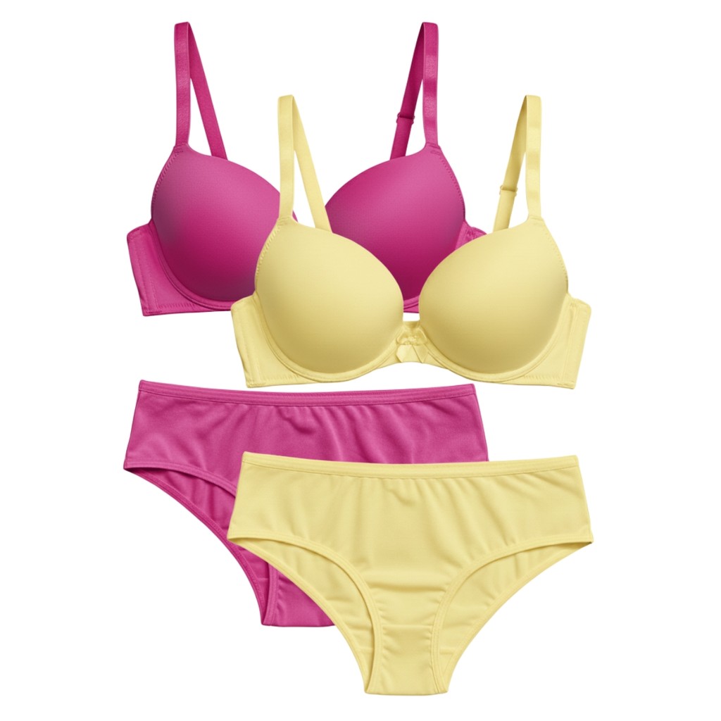 Kit 2 Conjunto Sutiã e Calcinha Juvenil Menina Moça Sutiã Com Bojo Confortável Algodão