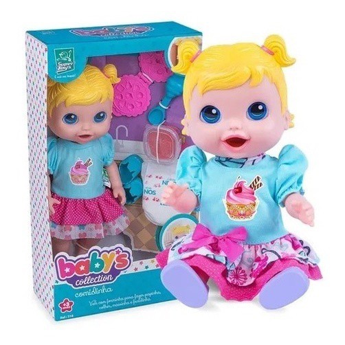 boneca baby comidinha alive menina come e faz caquinha c/ acessórios - super toys