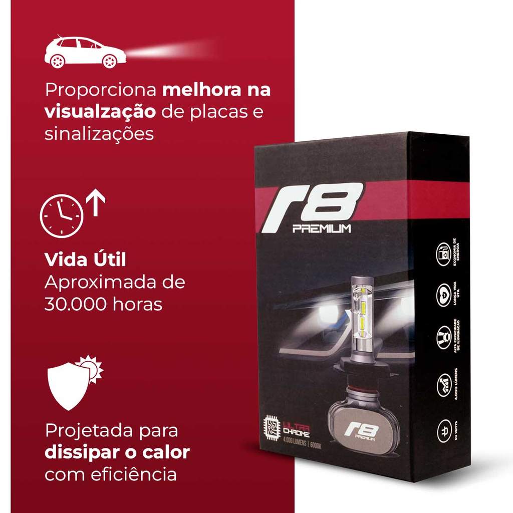 Lâmpada LED R8 Ultra Premium 12V Efeito Xenon Diversas Bases