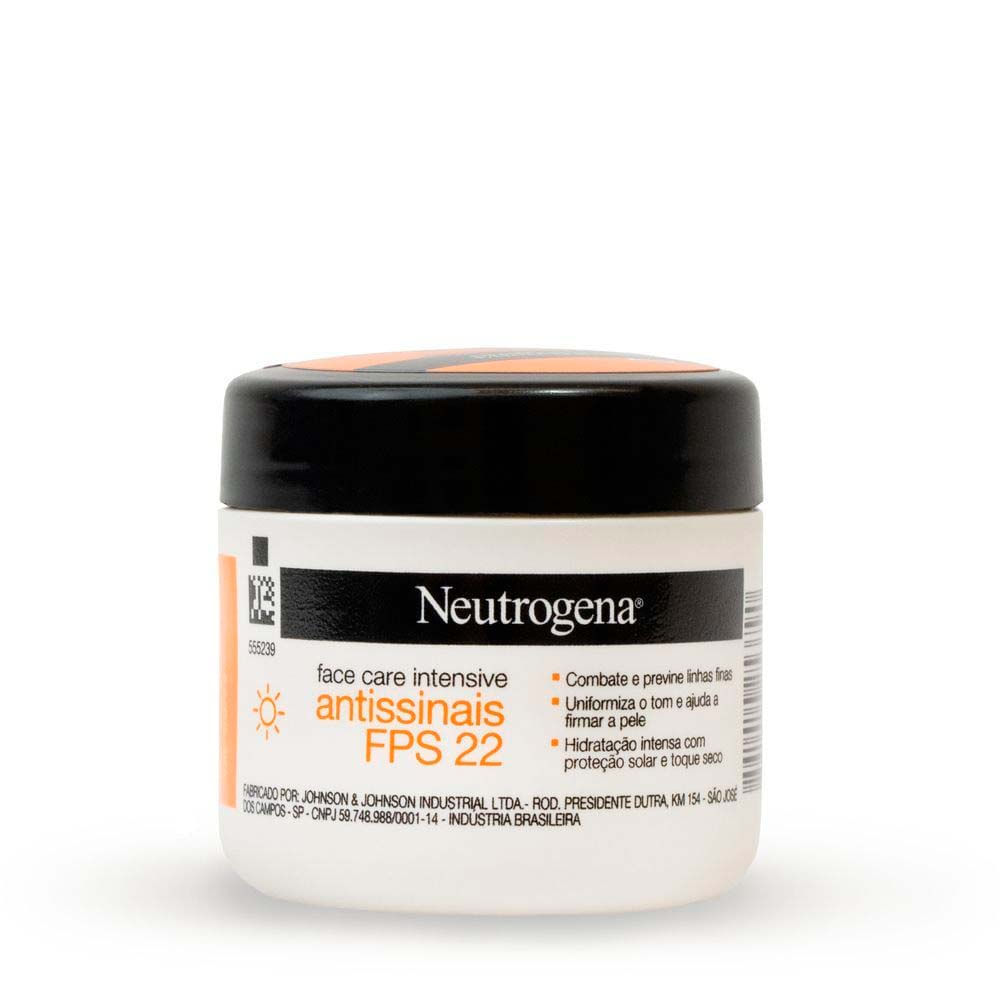 Detalhes do Creme Facial Neutrogena Face Care Intensive Antissinais FPS 22 com 100g