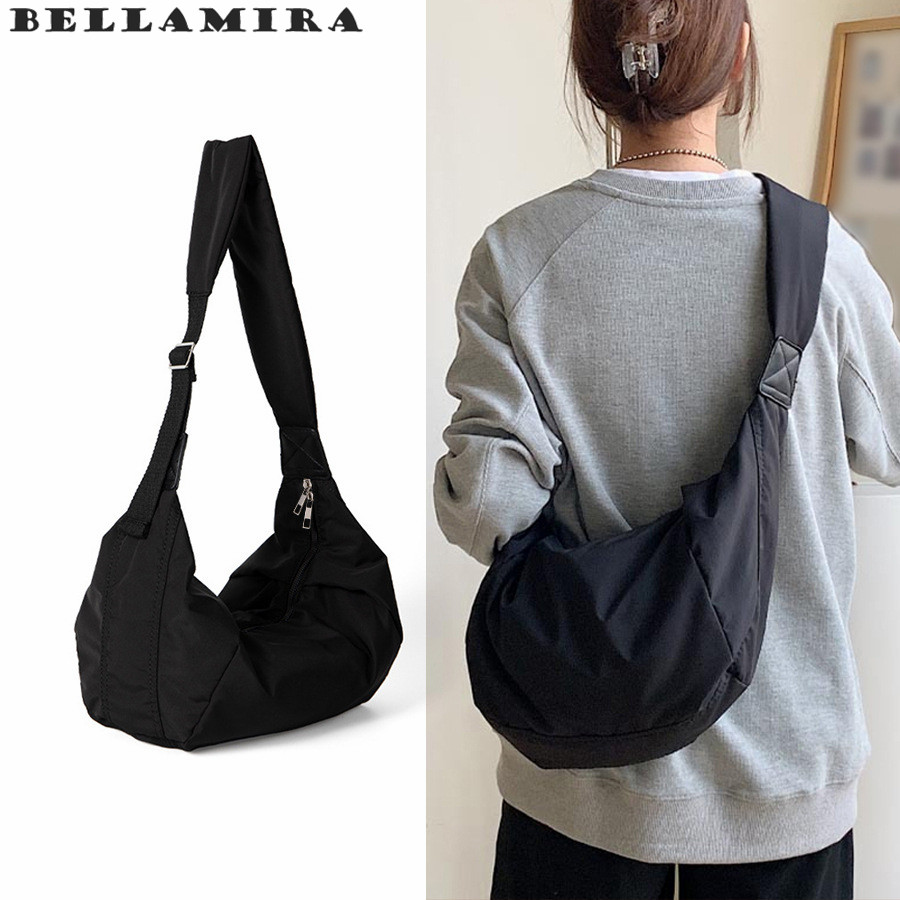 Unissex Bolsa De Ombro Leve Com Alça Larga E Transversal Bolsa De Ombro De Grande Capacidade Bolsa De Nylon Impermeável em Oferta na Shopee