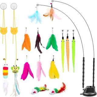 Brinquedo de vara para gatos Depets, 15 peças de brinquedos interativos com penas para gatos, para brincadeiras e exercí