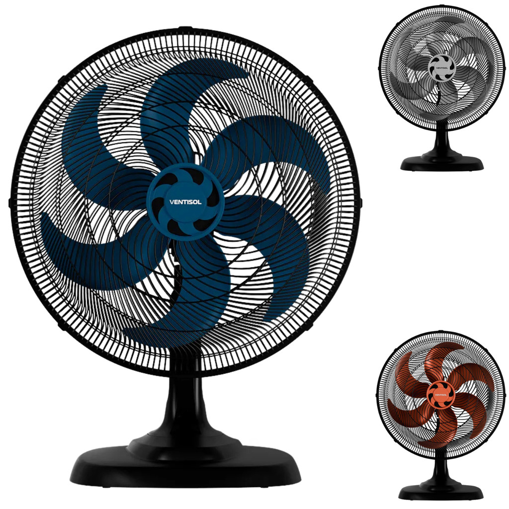 Ventilador Ventisol Turbo 50cm Mesa 6 Pás 3 Velocidades Oscilante 127V 220V Suporte Forte Original 1