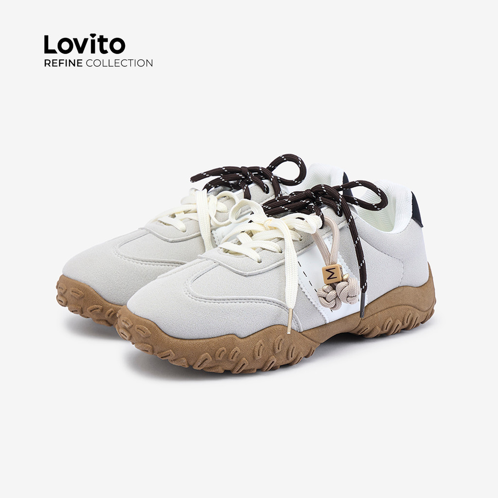 Detalhes do (Lovito Refine) Tênis Casuais de Bloco de Cor para Mulheres LR20E022