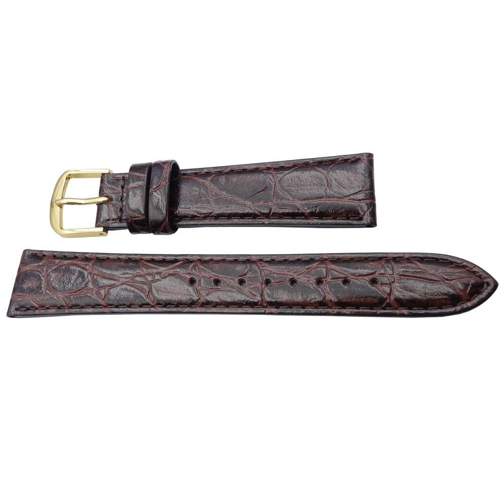 Relógio SEIKO, pulseira 18mm DX47, couro bovino italiano, estampado de crocodilo, marrom escuro, masculino.