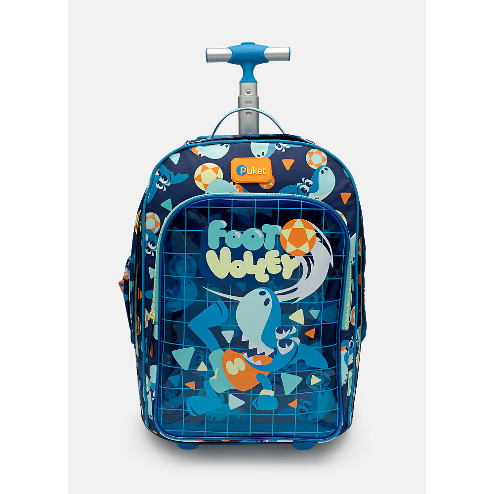 Mochila com Rodinhas Infantil Menino Escolar Grande Tubarão Futevôlei Azul Puket em Oferta na Shopee