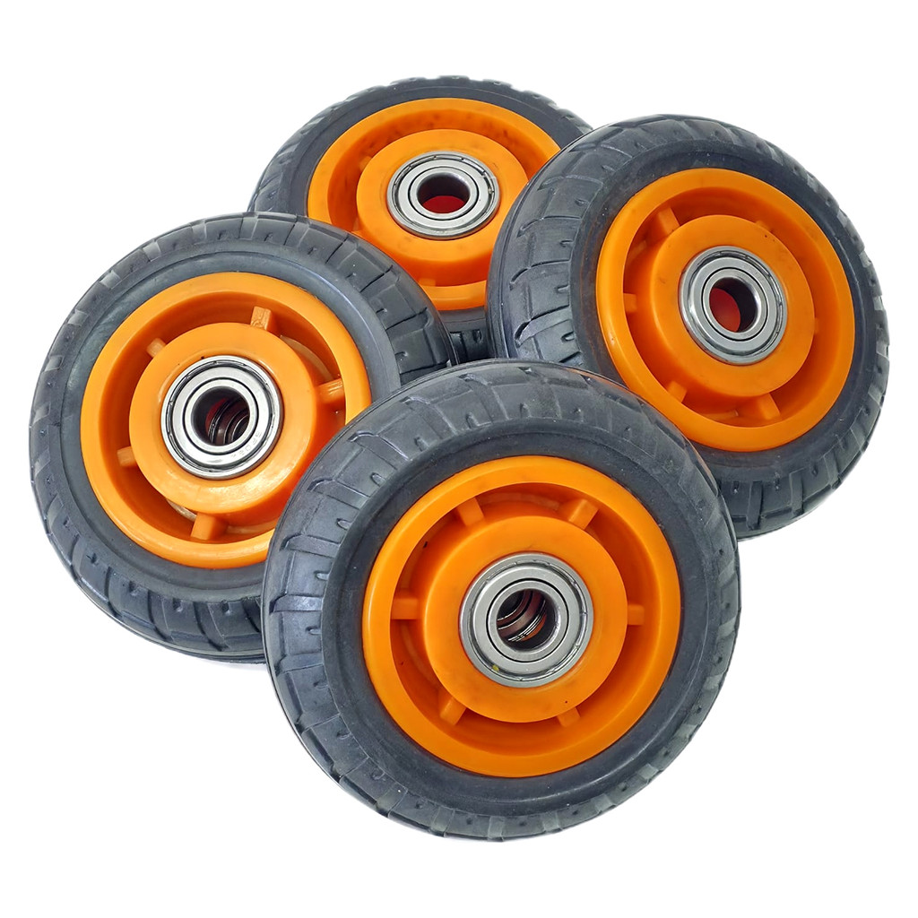 4 Rodas De Borracha Maciça Para Patinete Elétrico Mancal Rolamento Duplo 35mm Roda Em PU Até 130Kg
