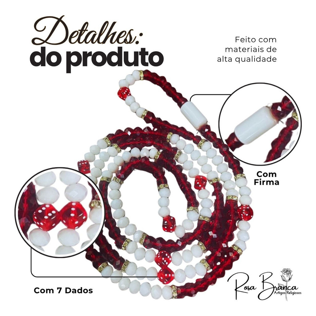Guia Fio de Contas 65cm Zé Pilintra Ou Malandra com Cristais Vermelho e Branco com Firma em Oferta na Shopee