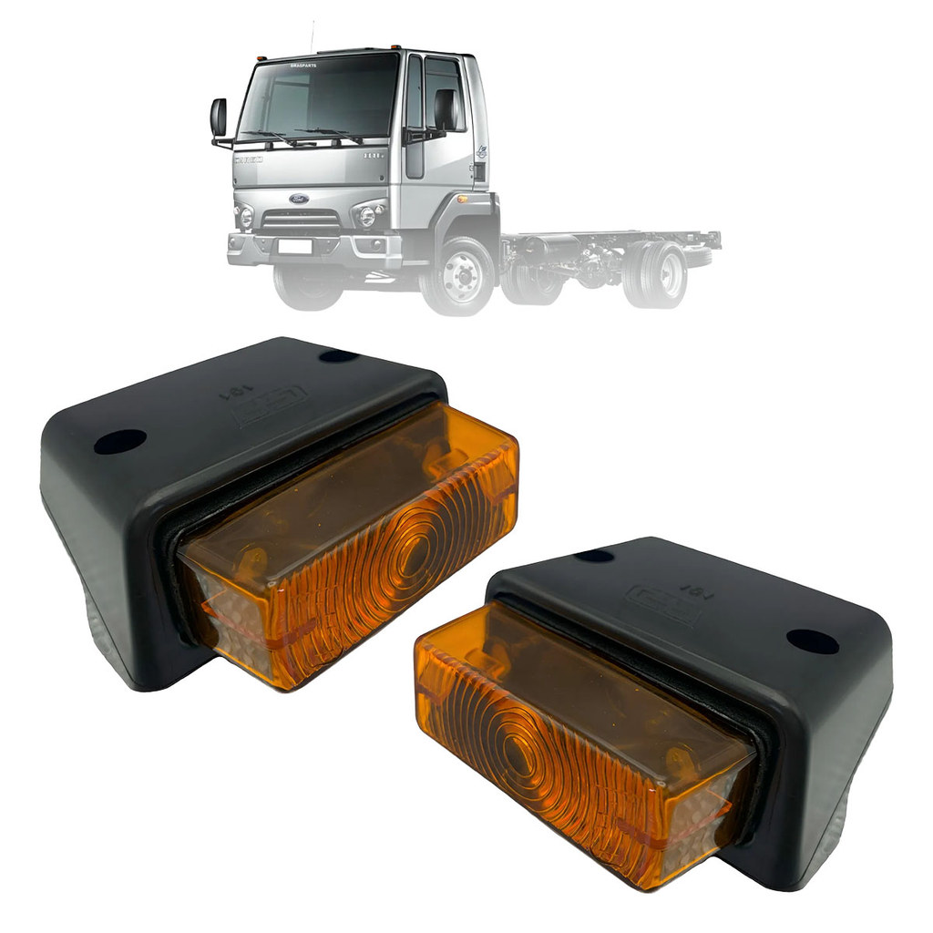 Par Lanternas Tapa Sol Para Caminhão Ford Cargo Delimitadora De Teto Sem Led Cor Ambar
