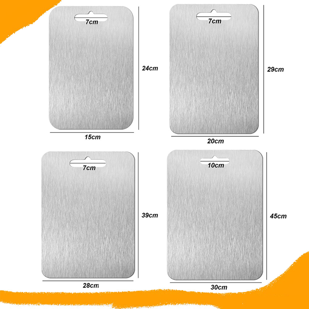1 Peças Aço Inoxidável Chef Board, Aço Inoxidável Cutting Board, 304 Stainless Steel Double-Sided Cutting Board