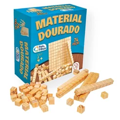 Jogo Didático Material Dourado Madeira 74 Peças Educativo