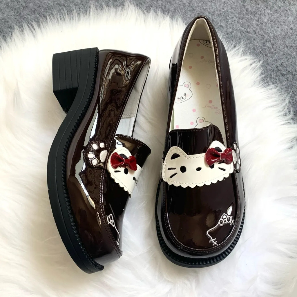 Novos Sapatos Lolita JK Gato Bonito Femininos Meninas Versátil Faculdade Combinando De Couro