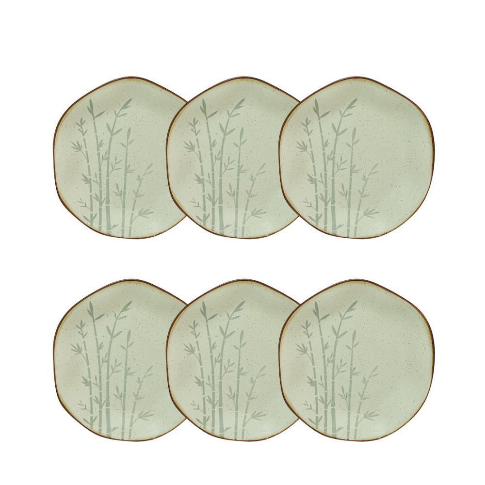 Conjunto de 6 Pratos Sobremesa 21,5cm Ryo Bambu em Oferta na Shopee