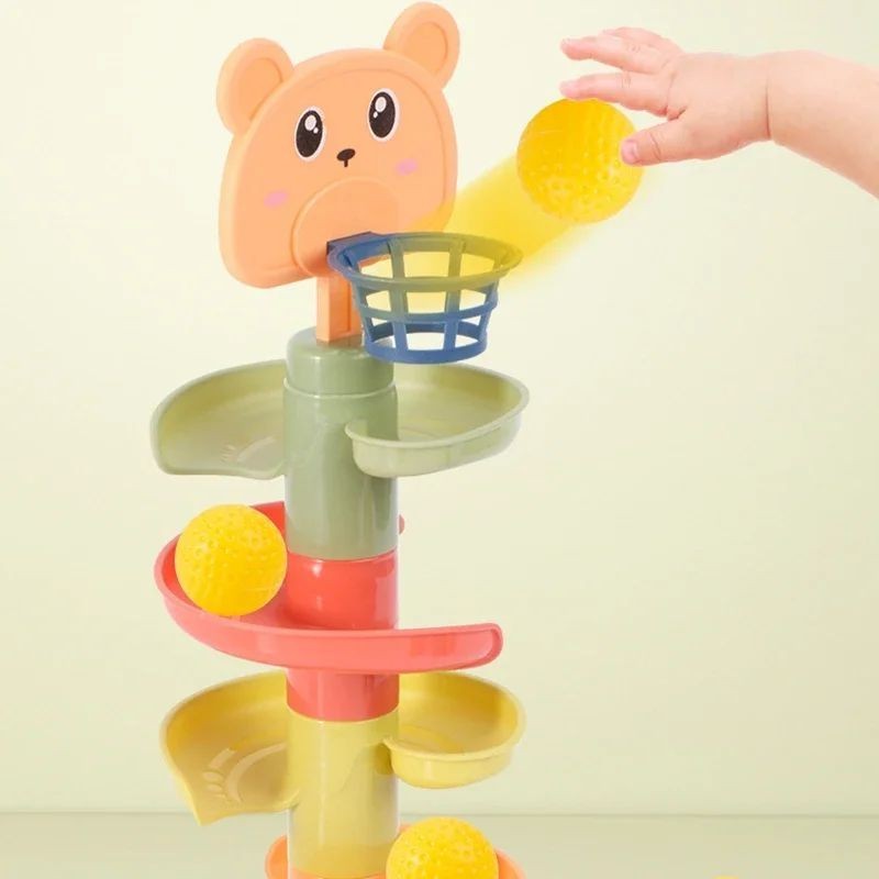 Brinquedo de Torre de Bolas Rotativa Montessori para Bebês - Brinquedos Interativos de Educação entre Pais e Filhos,