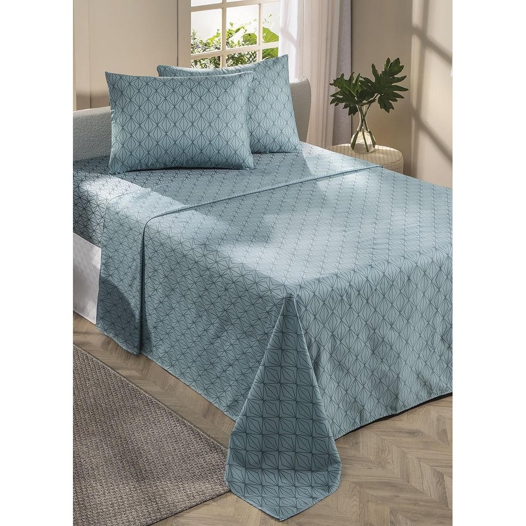 Jogo De Cama 150 Fios Geométrico Queen 4 Peças