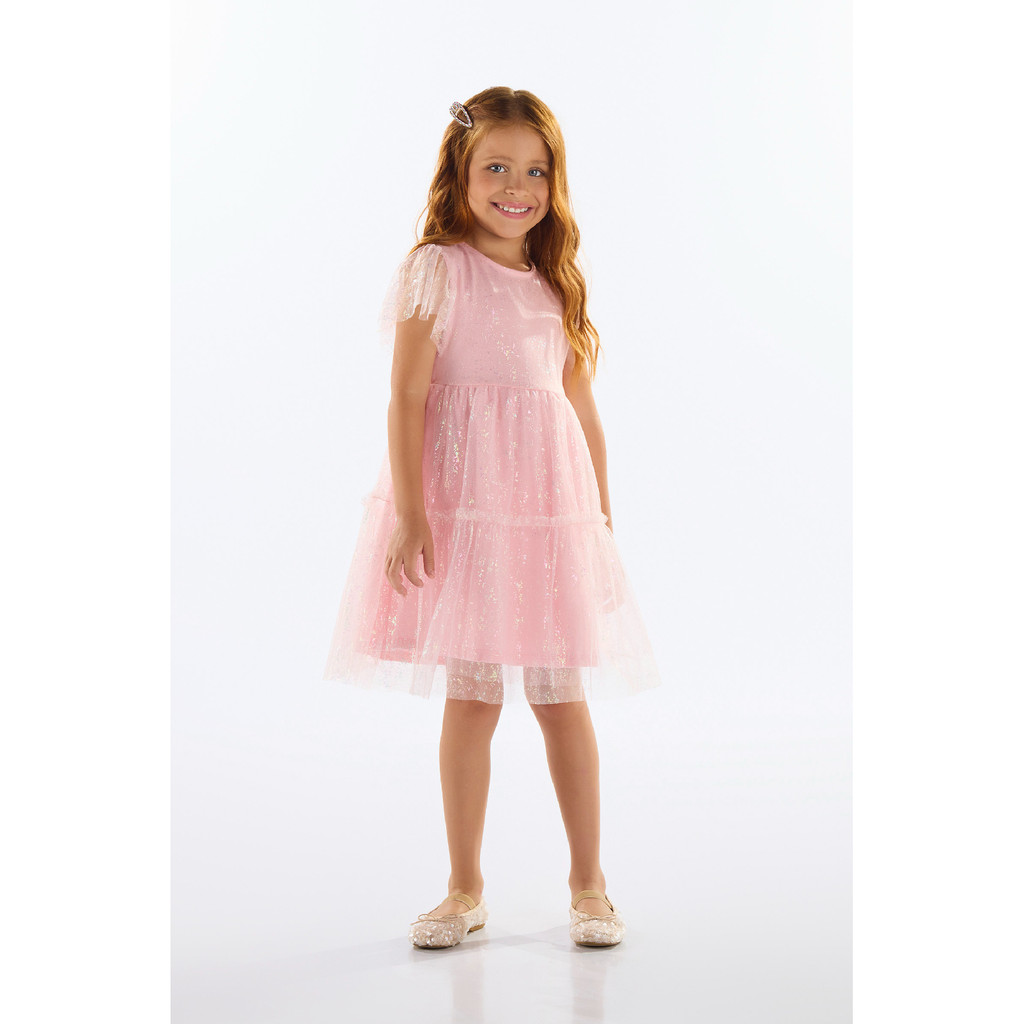 Vestido em Tule Infantil Quimby em Oferta na Shopee