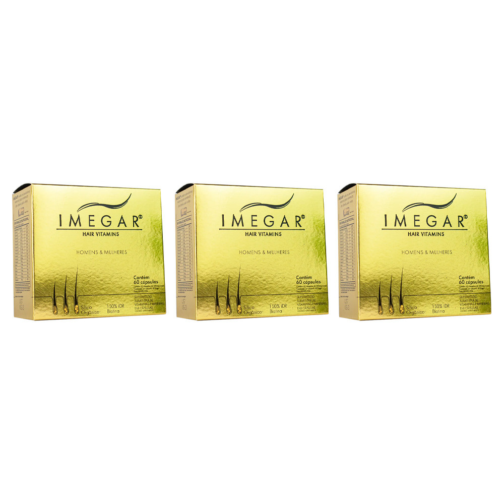 Kit 3 Imegar Hair Vitamins Homens & Mulheres 60Cps - Prowin