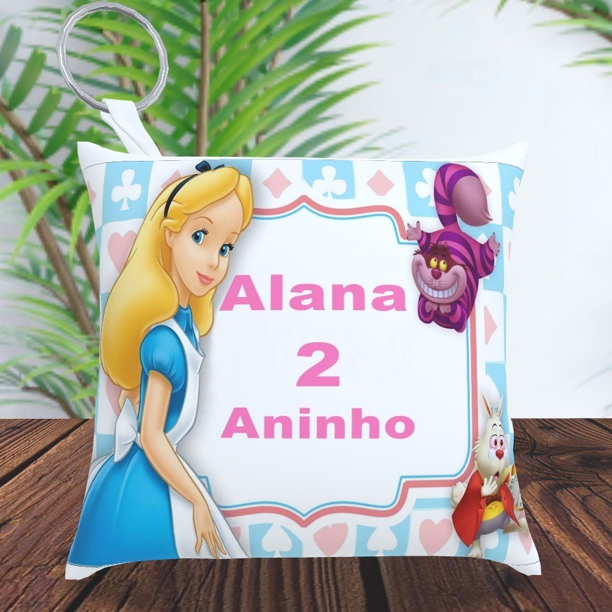 Almochaveiro Chaveiro Alice no Pais das Maravilhas Arte Frente e Verso