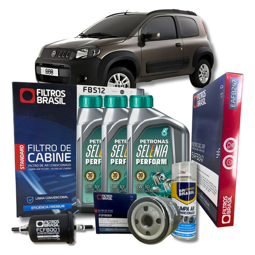 Kit Troca De Oleo Fiat Novo Uno 1.0 3cil 2017/2018 5w30