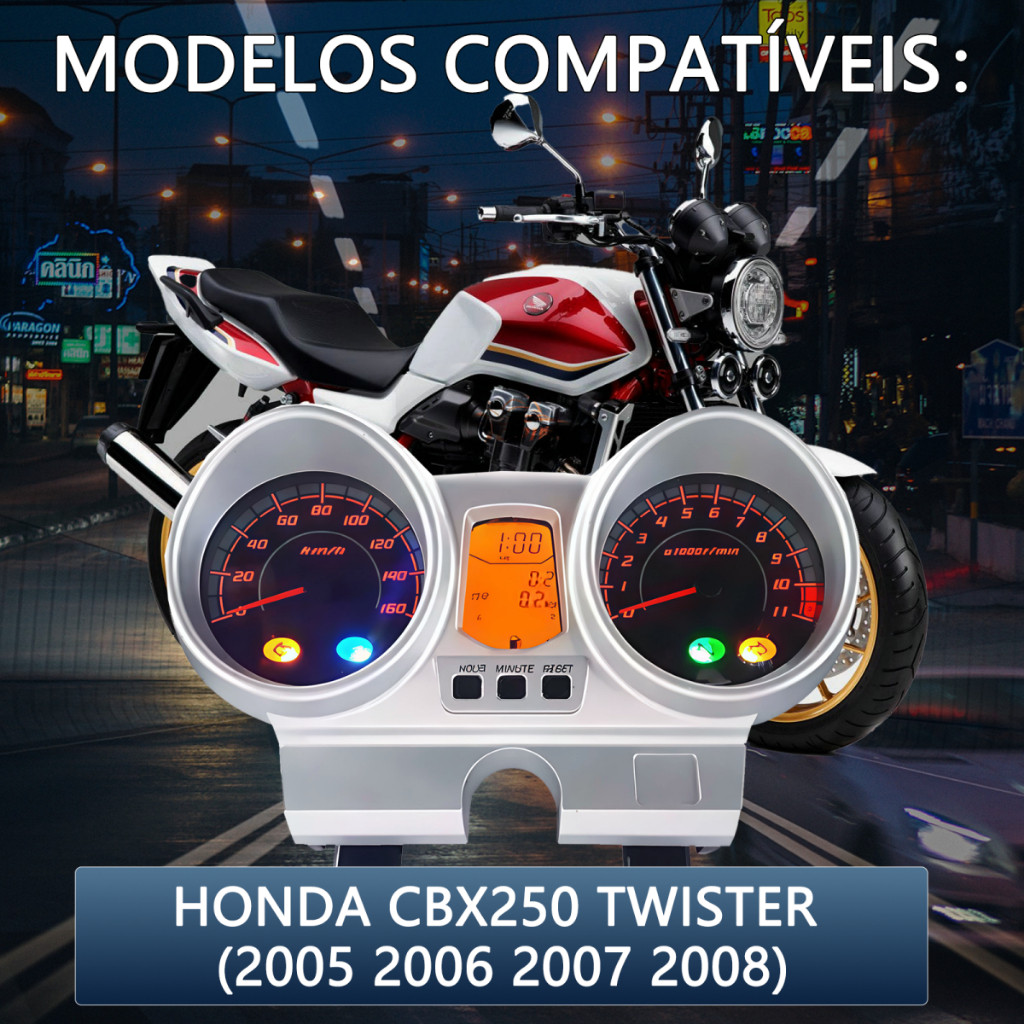 Painel Completo Para Honda Cbx250 CBF250 Twister 2005 a 2008 Medidor De Velocidade Modificação De Motocicleta