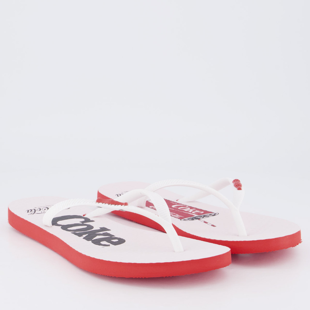 Detalhes do Chinelo Coca Cola Ice Coke Feminino Vermelho e Branco