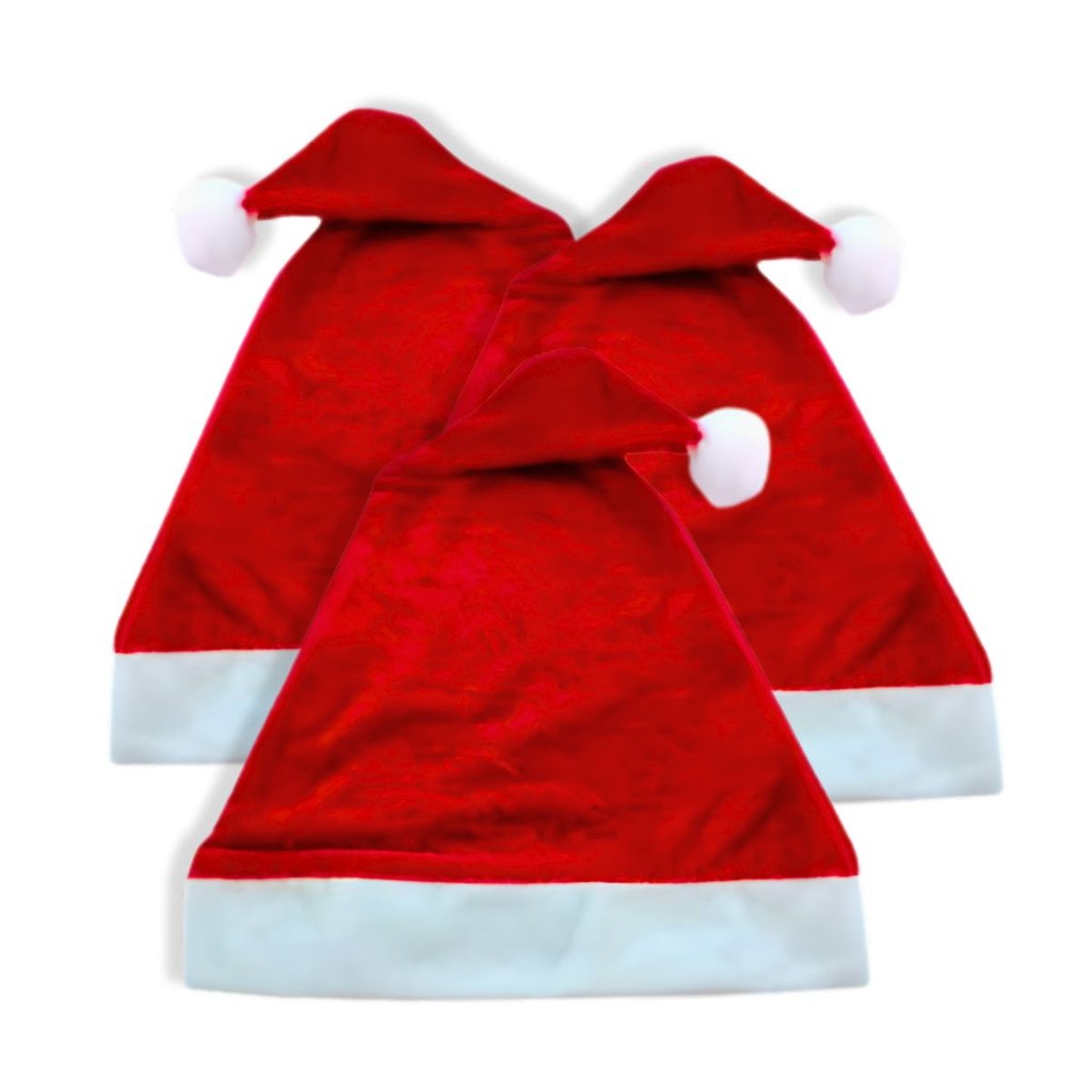Kit 12 Gorro Gorrinho Papai e Mamãe Noel Natal Fantasia Veludo