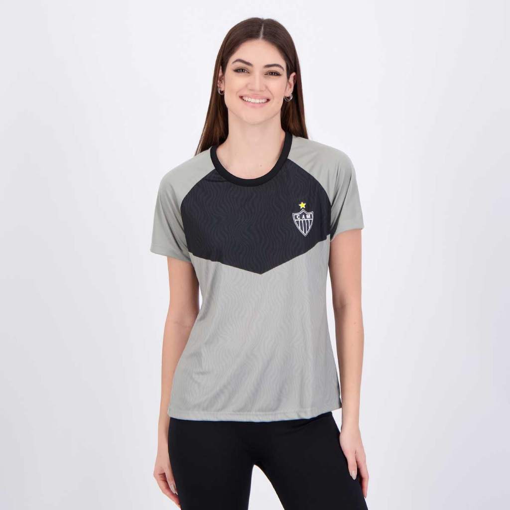 Camisa Atlético Mineiro Skylab Feminina Cinza e Preta