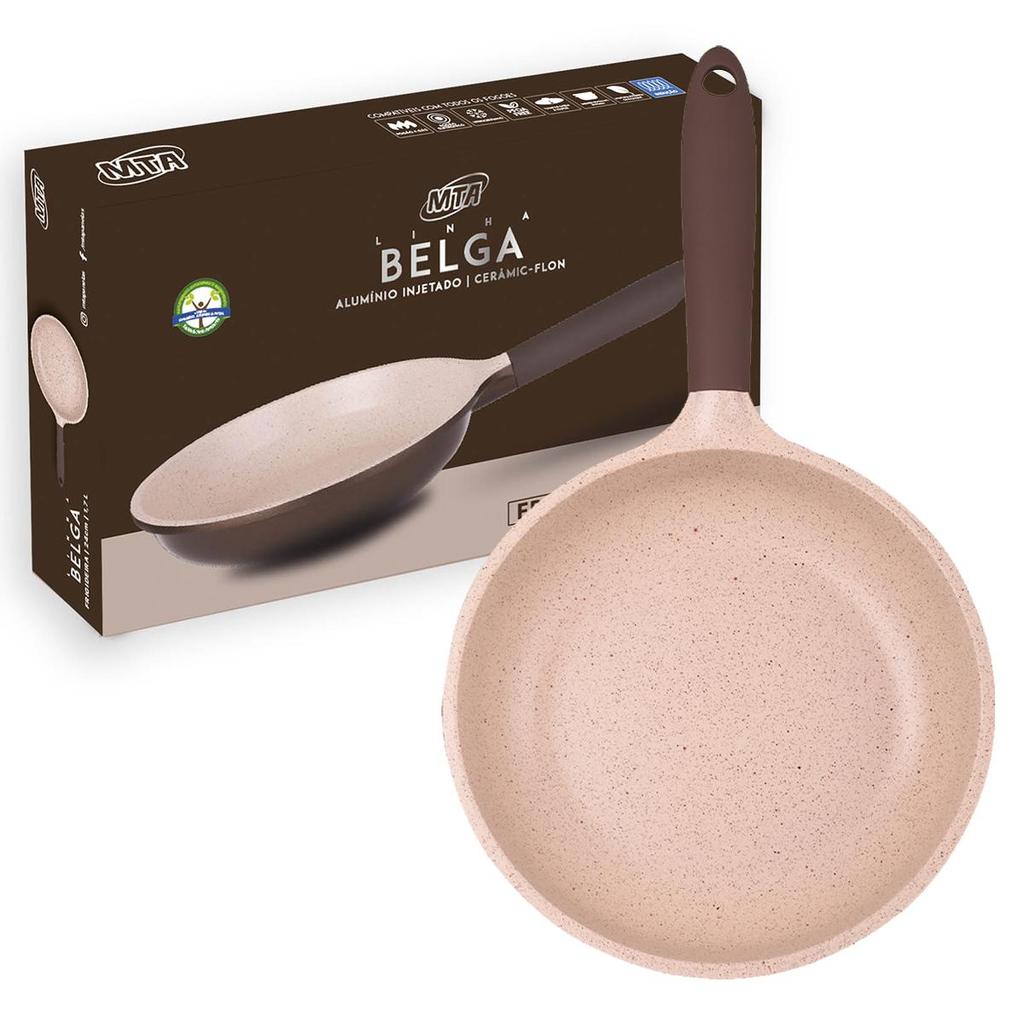 Frigideira Belga Antiaderente Indução MTA 24cm 1,9L Revestim em Oferta na Shopee