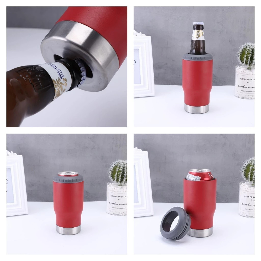 Detalhes do Copo Térmico Aço Inox Porta Bebida Latinha Conserva Gelado Drink isolada  2Tampa420 ml