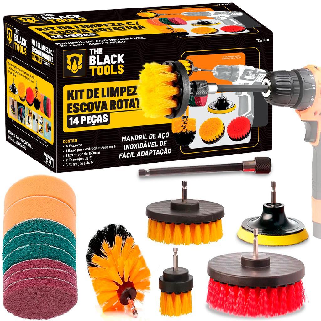 Kit 14 Escovas Rotativa Limpeza Furadeira Parafusadeira The Black Tools em Oferta na Shopee