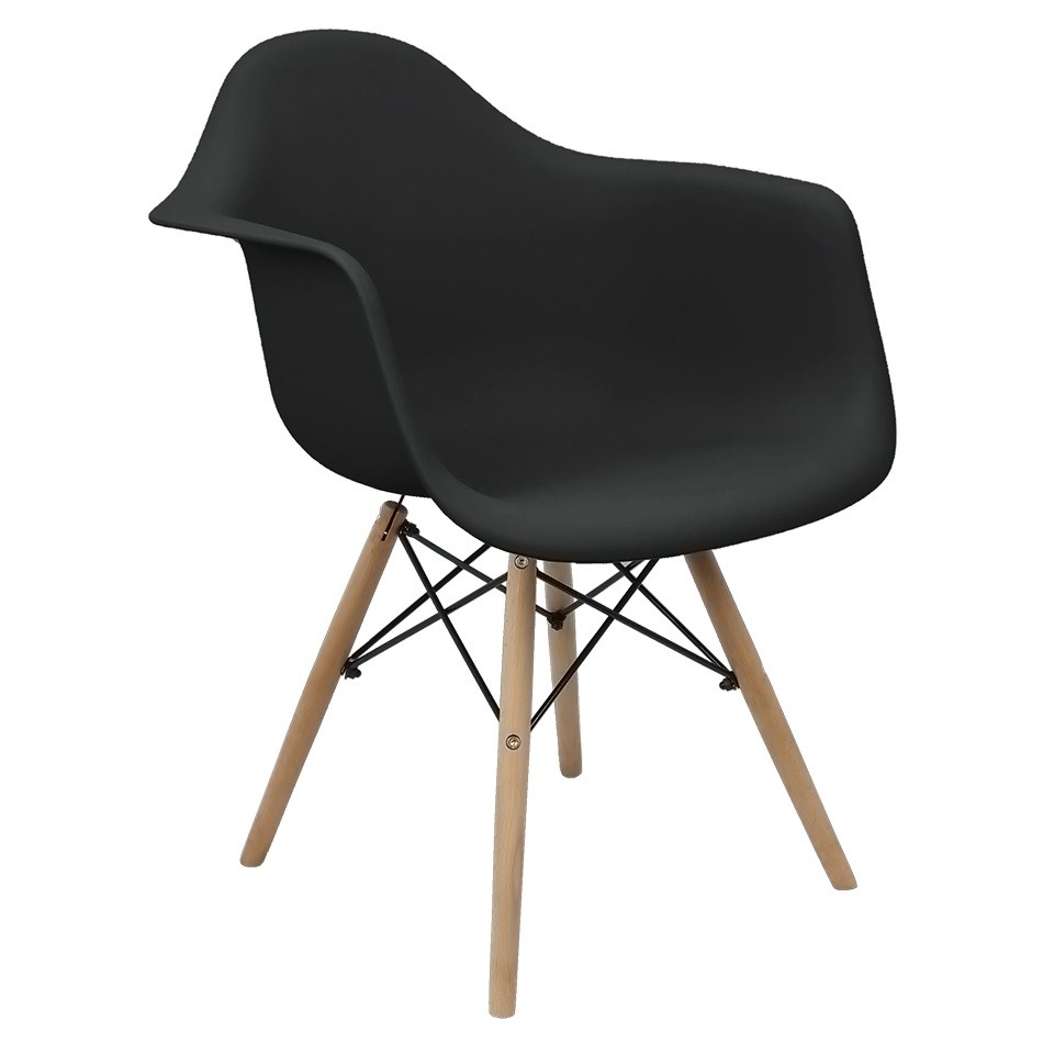 Cadeira Charles Eames Eiffel Design Wood Com Braços